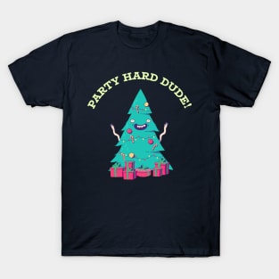 Party Hard Dude Christmas Tree T-Shirt